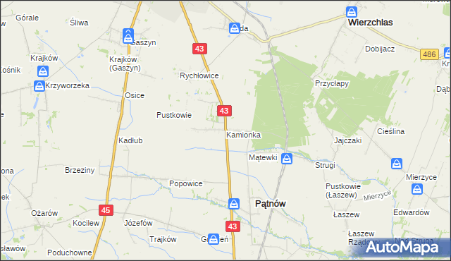 mapa Kamionka gmina Pątnów, Kamionka gmina Pątnów na mapie Targeo