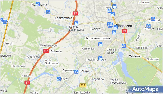 mapa Kamionka gmina Piaseczno, Kamionka gmina Piaseczno na mapie Targeo