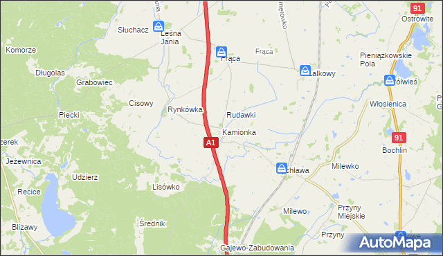 mapa Kamionka gmina Smętowo Graniczne, Kamionka gmina Smętowo Graniczne na mapie Targeo