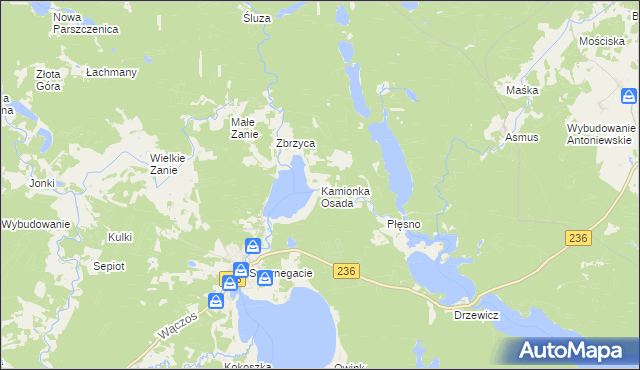 mapa Kamionka Osada, Kamionka Osada na mapie Targeo