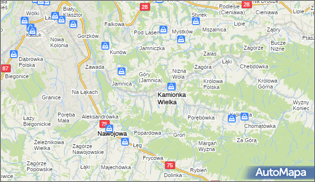 mapa Kamionka Wielka, Kamionka Wielka na mapie Targeo