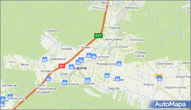 mapa Kamionki gmina Łączna, Kamionki gmina Łączna na mapie Targeo