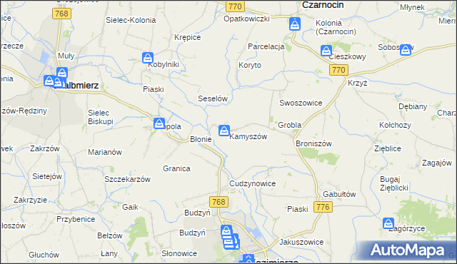 mapa Kamyszów, Kamyszów na mapie Targeo
