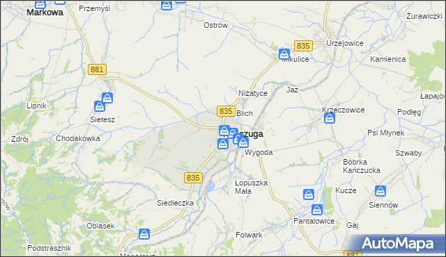 mapa Kańczuga powiat przeworski, Kańczuga powiat przeworski na mapie Targeo
