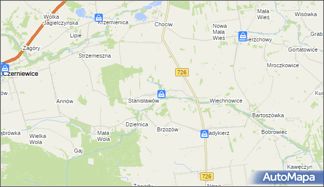 mapa Kanice gmina Rzeczyca, Kanice gmina Rzeczyca na mapie Targeo