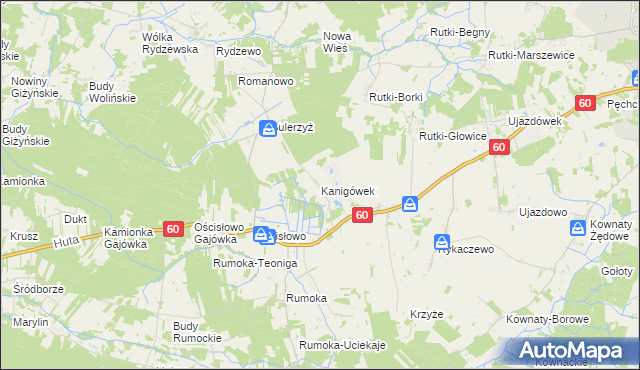 mapa Kanigówek, Kanigówek na mapie Targeo