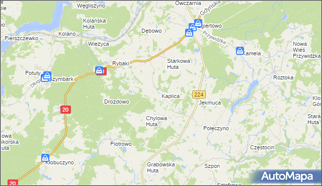 mapa Kaplica, Kaplica na mapie Targeo