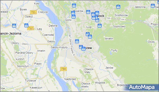 mapa Karczew powiat otwocki, Karczew powiat otwocki na mapie Targeo