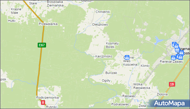 mapa Karczmisko gmina Czarna Białostocka, Karczmisko gmina Czarna Białostocka na mapie Targeo
