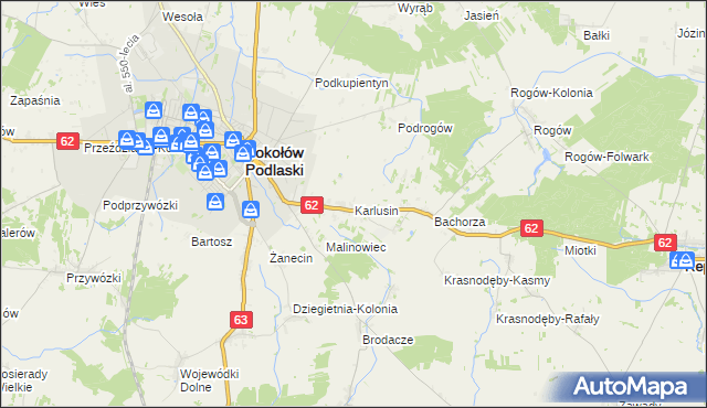 mapa Karlusin, Karlusin na mapie Targeo