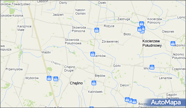 mapa Karnków gmina Chąśno, Karnków gmina Chąśno na mapie Targeo