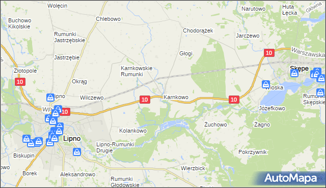 mapa Karnkowo gmina Lipno, Karnkowo gmina Lipno na mapie Targeo