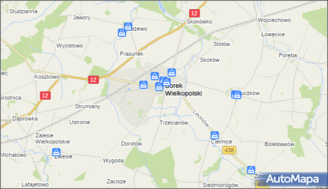 mapa Karolew gmina Borek Wielkopolski, Karolew gmina Borek Wielkopolski na mapie Targeo