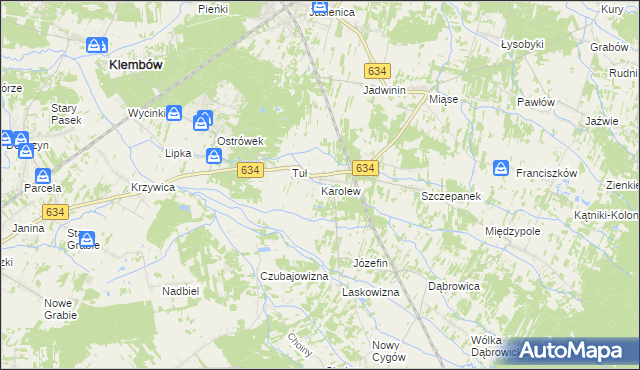 mapa Karolew gmina Klembów, Karolew gmina Klembów na mapie Targeo