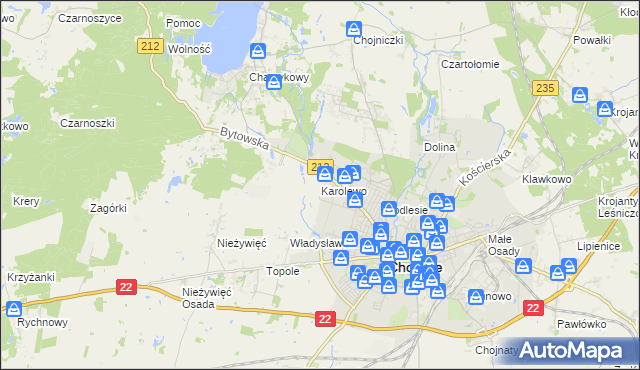 mapa Karolewo gmina Chojnice, Karolewo gmina Chojnice na mapie Targeo