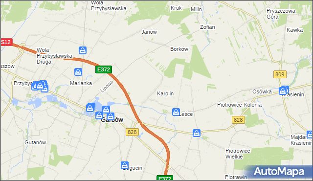 mapa Karolin gmina Garbów, Karolin gmina Garbów na mapie Targeo