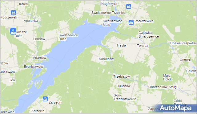 mapa Karolinów gmina Tomaszów Mazowiecki, Karolinów gmina Tomaszów Mazowiecki na mapie Targeo