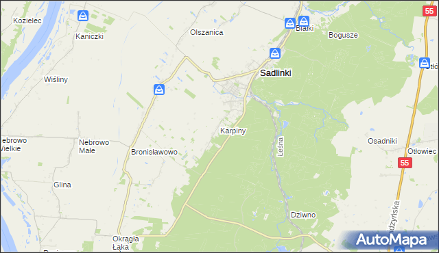 mapa Karpiny, Karpiny na mapie Targeo