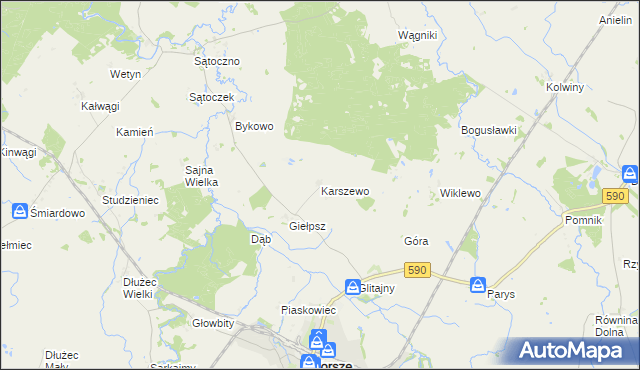 mapa Karszewo gmina Korsze, Karszewo gmina Korsze na mapie Targeo