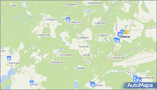 mapa Karwica gmina Cewice, Karwica gmina Cewice na mapie Targeo