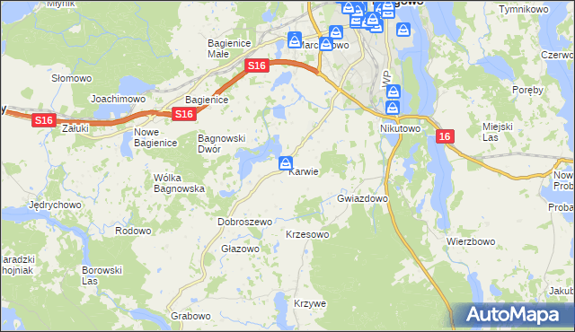 mapa Karwie gmina Mrągowo, Karwie gmina Mrągowo na mapie Targeo