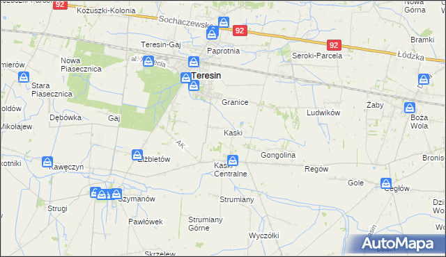 mapa Kaski gmina Baranów, Kaski gmina Baranów na mapie Targeo