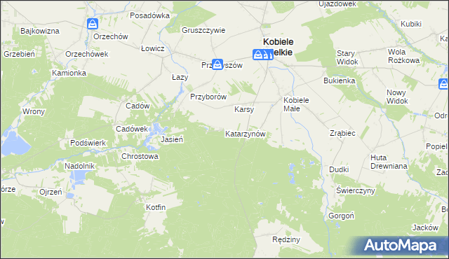 mapa Katarzynów gmina Kobiele Wielkie, Katarzynów gmina Kobiele Wielkie na mapie Targeo