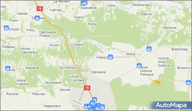 mapa Katarzynów gmina Lipsko, Katarzynów gmina Lipsko na mapie Targeo