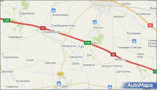 mapa Kąty gmina Słupca, Kąty gmina Słupca na mapie Targeo