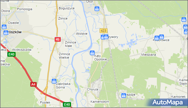 mapa Kąty Opolskie, Kąty Opolskie na mapie Targeo