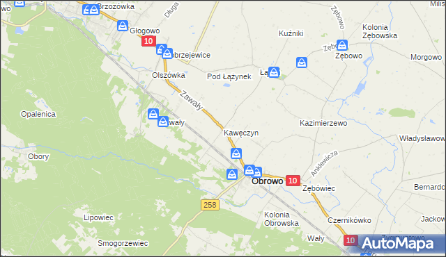 mapa Kawęczyn gmina Obrowo, Kawęczyn gmina Obrowo na mapie Targeo