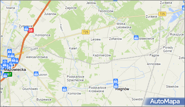 mapa Kazimierzów gmina Regnów, Kazimierzów gmina Regnów na mapie Targeo