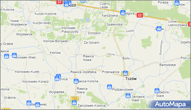 mapa Kazimierzów gmina Tczów, Kazimierzów gmina Tczów na mapie Targeo