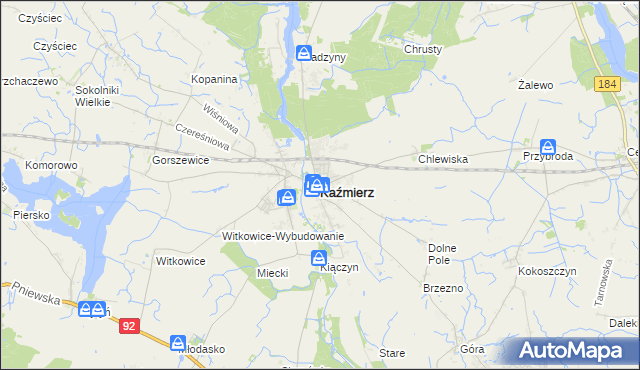 mapa Kaźmierz, Kaźmierz na mapie Targeo