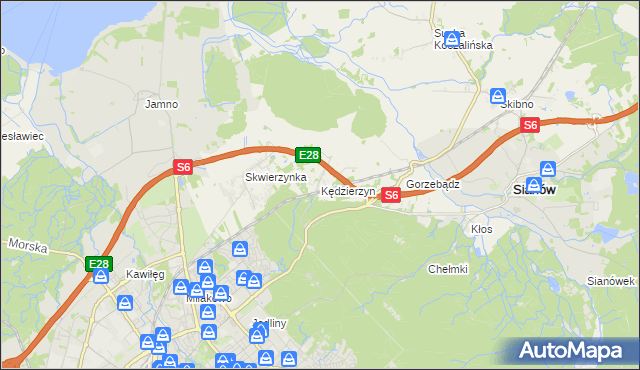 mapa Kędzierzyn gmina Sianów, Kędzierzyn gmina Sianów na mapie Targeo