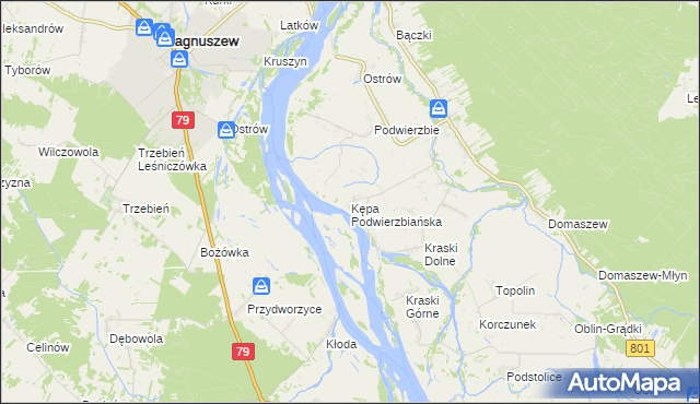 mapa Kępa Podwierzbiańska, Kępa Podwierzbiańska na mapie Targeo