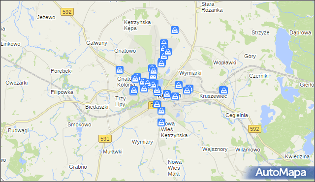 mapa Kętrzyn, Kętrzyn na mapie Targeo