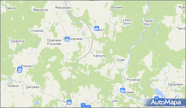 mapa Kętrzyno, Kętrzyno na mapie Targeo