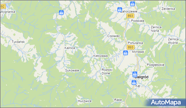 mapa Kielczawa, Kielczawa na mapie Targeo