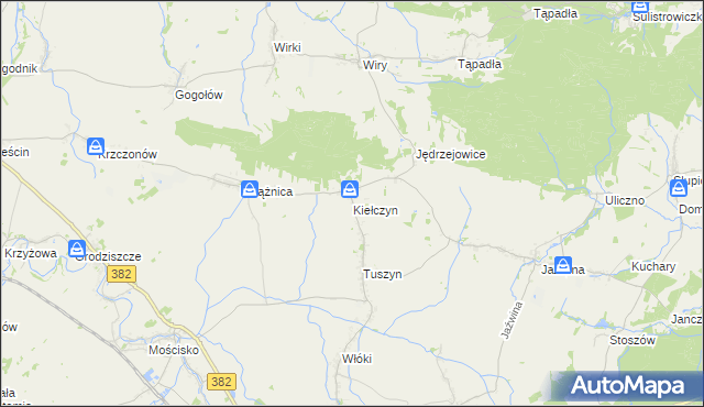 mapa Kiełczyn gmina Dzierżoniów, Kiełczyn gmina Dzierżoniów na mapie Targeo