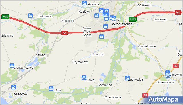 mapa Kilianów, Kilianów na mapie Targeo