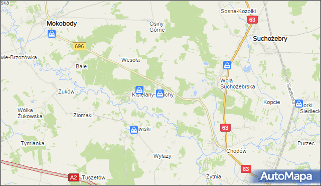 mapa Kisielany-Kuce, Kisielany-Kuce na mapie Targeo