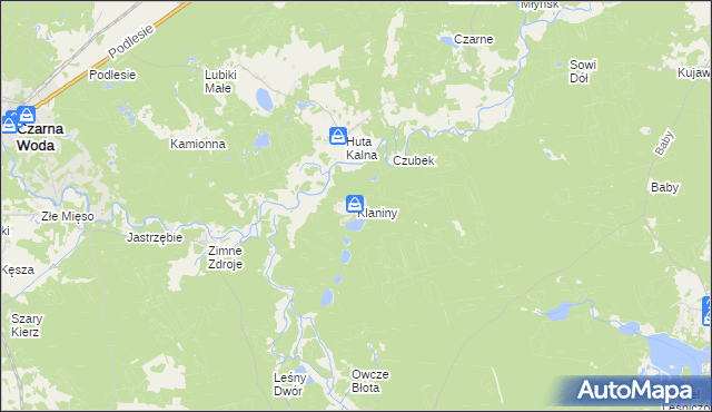 mapa Klaniny, Klaniny na mapie Targeo