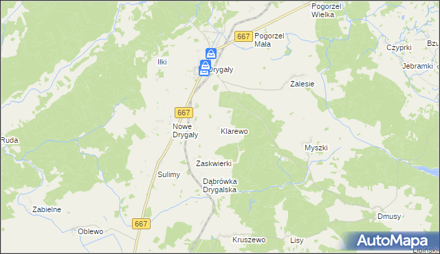 mapa Klarewo, Klarewo na mapie Targeo