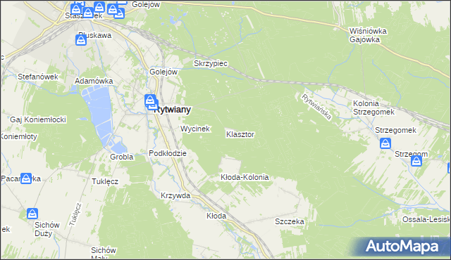 mapa Klasztor gmina Rytwiany, Klasztor gmina Rytwiany na mapie Targeo