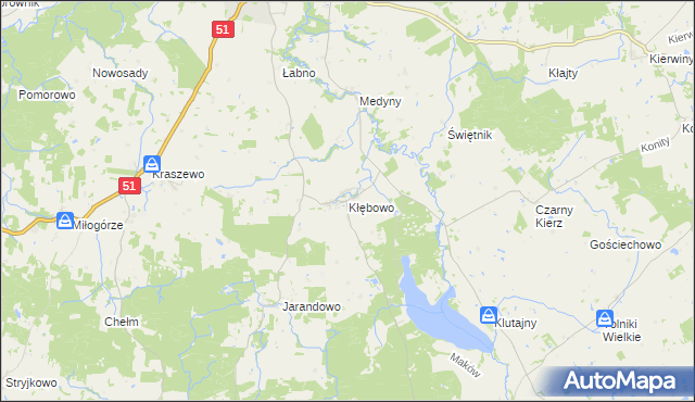 mapa Kłębowo, Kłębowo na mapie Targeo