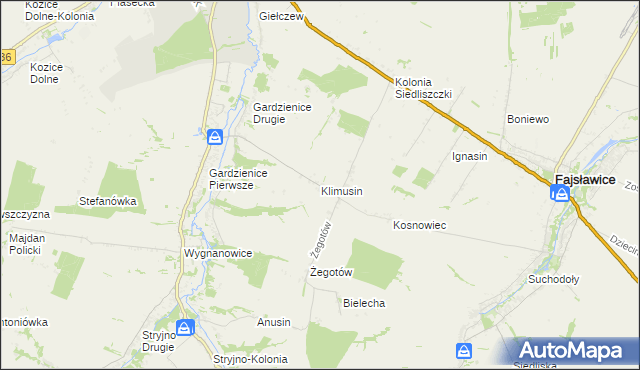 mapa Klimusin, Klimusin na mapie Targeo