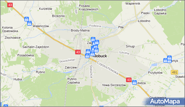 mapa Kłobuck, Kłobuck na mapie Targeo