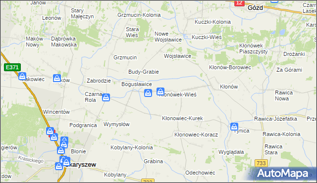 mapa Kłonówek-Wieś, Kłonówek-Wieś na mapie Targeo