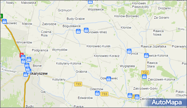 mapa Kłonowiec-Koracz, Kłonowiec-Koracz na mapie Targeo